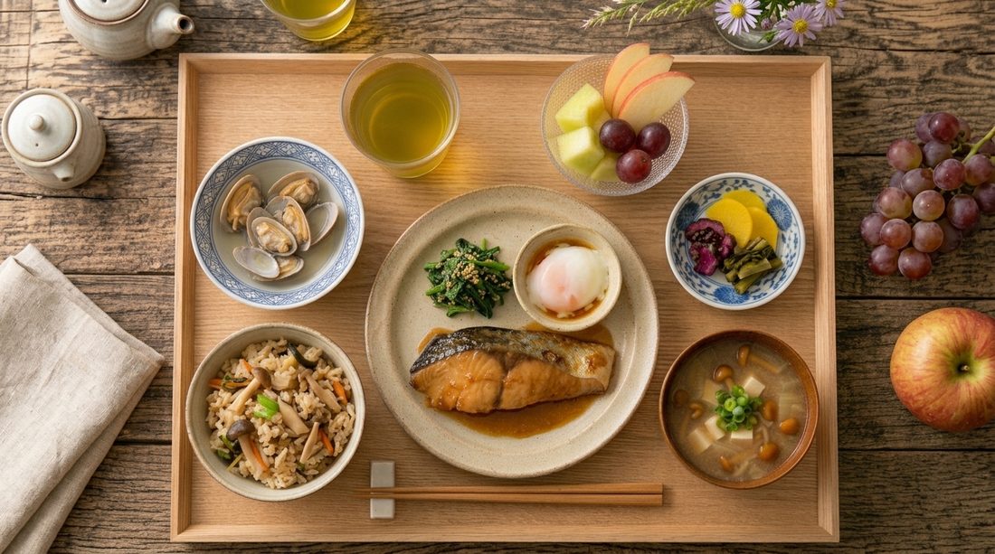 栄養バランスの取れた和食の食卓